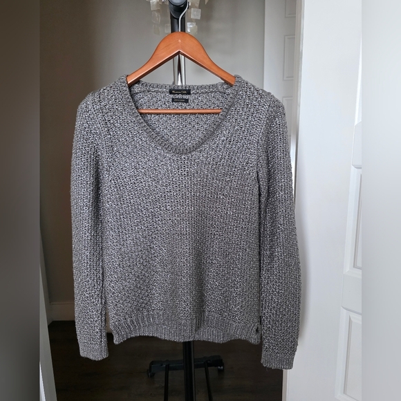Massimo Dutti Shimmery Thread Open Knit Sweater in Grau Sz S - Picture 3 of 7